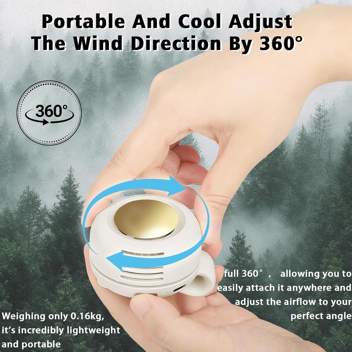 360-degree rotating head adjusted by hand, demonstration