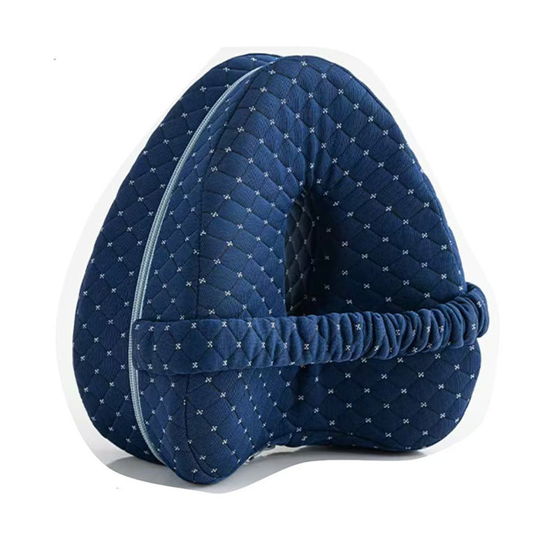 Navy quilted side-sleeper knee pillow with hollow center