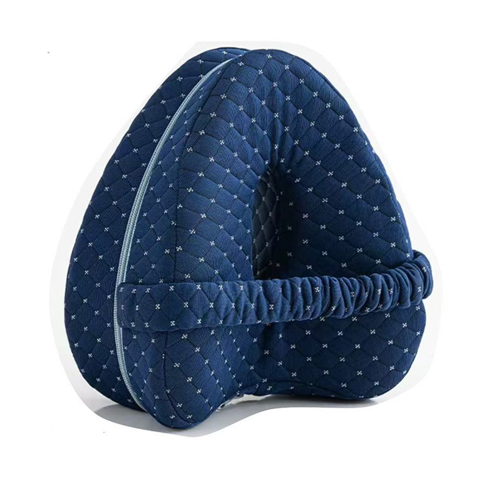 Navy quilted side-sleeper knee pillow with hollow center